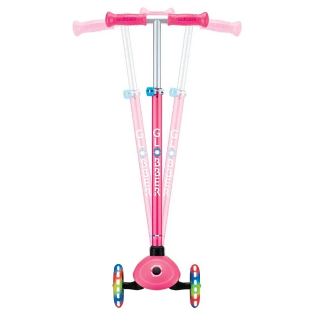 Детска тротинетка с 3 светещи колела GLOBBER PRIMO PLUS LIGHTS, розова
