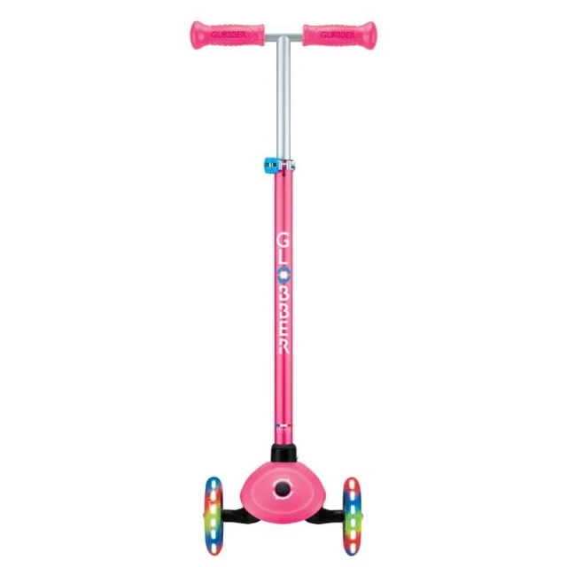 Детска тротинетка с 3 светещи колела GLOBBER PRIMO PLUS LIGHTS, розова