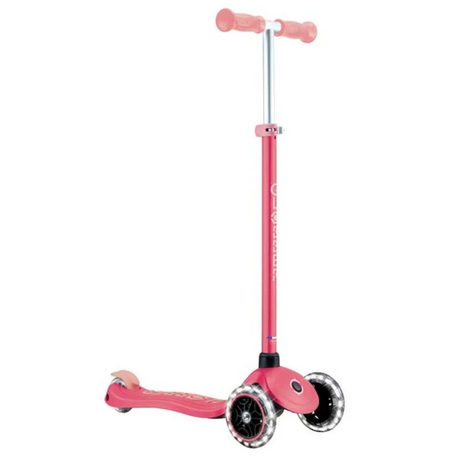 Children’s scooter with light-up wheels PRIMO PLUS GLOW LIGHTS, coral