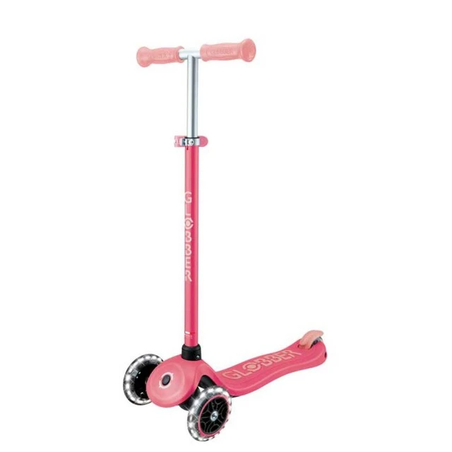 Children’s scooter with light-up wheels PRIMO PLUS GLOW LIGHTS, coral
