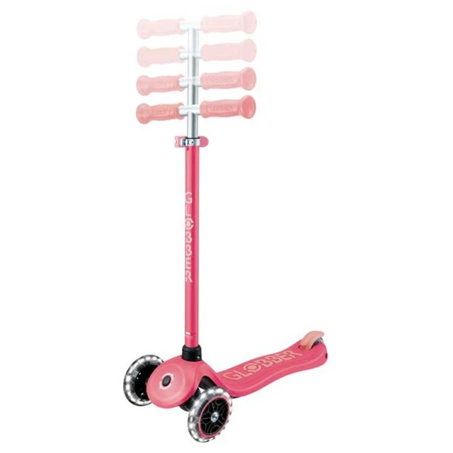 Children’s scooter with light-up wheels PRIMO PLUS GLOW LIGHTS, coral
