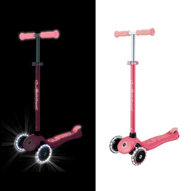 Children’s scooter with light-up wheels PRIMO PLUS GLOW LIGHTS, coral