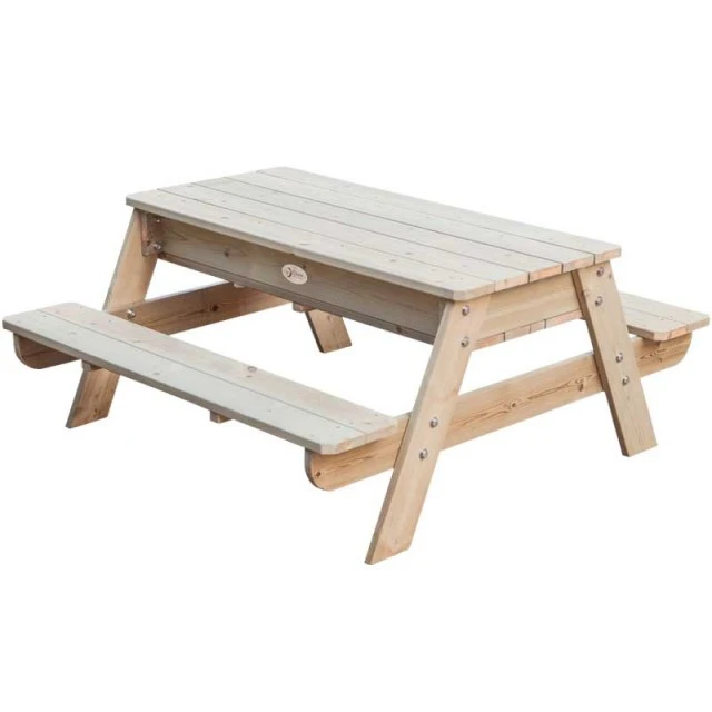 Children’s wooden table and bench set for playing with sand and water
