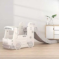 Children's play module bus with slide - gray