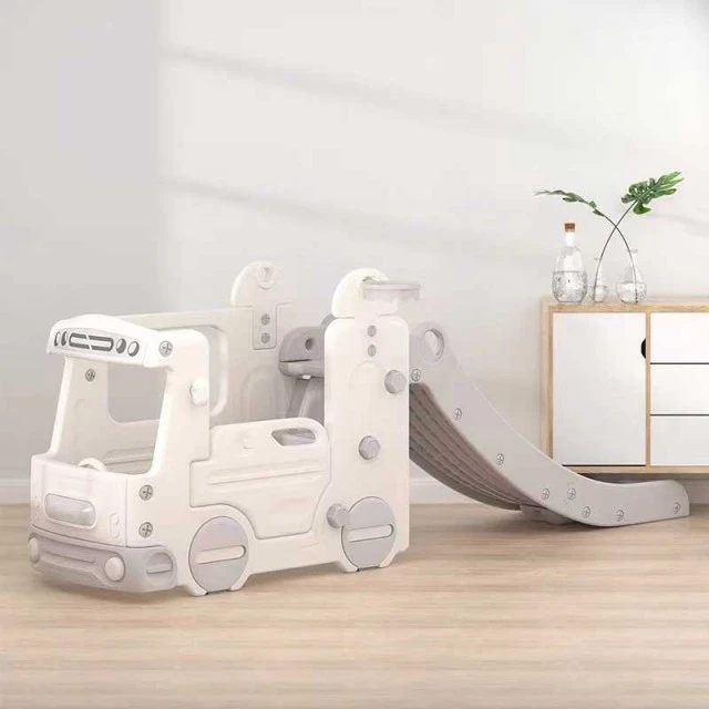 Children's play module bus with slide - gray