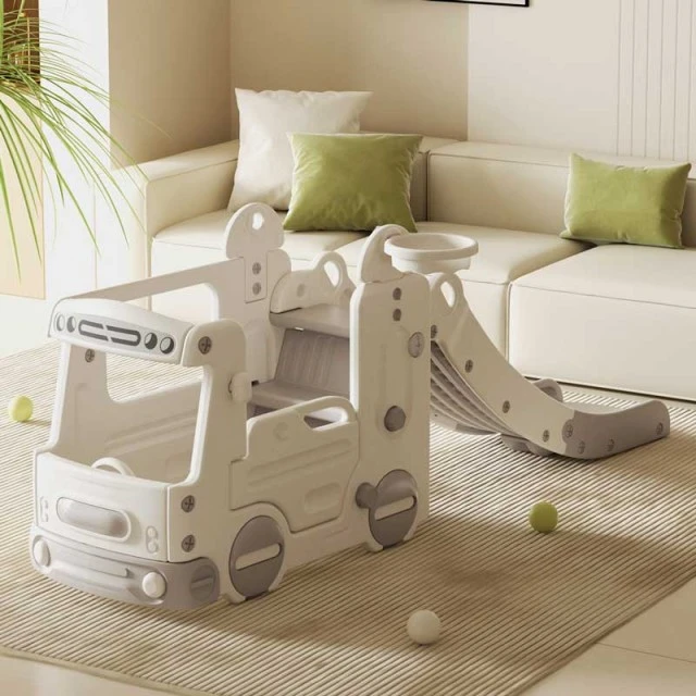 Children's play module bus with slide - gray
