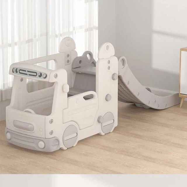 Children's play module bus with slide - gray