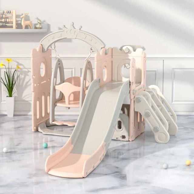 Children’s play set 2 in 1 Castle, slide and swing in pink color