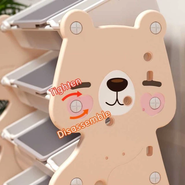 Children's organizer Blue bear for toys on 4 levels and 12 removable boxes