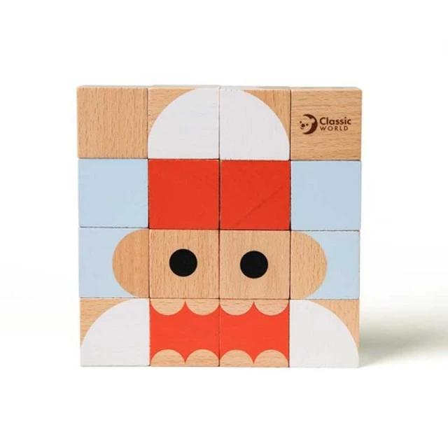 Children’s puzzle of wooden cubes - geometric figures
