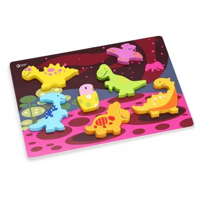 Children’s wooden puzzle with dinosaurs