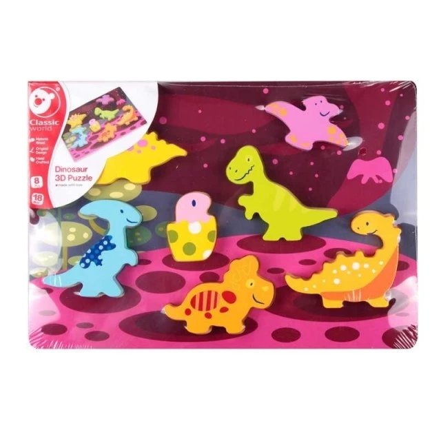 Children’s wooden puzzle with dinosaurs