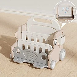 Children's mobile organizer with drawing board - Brown car