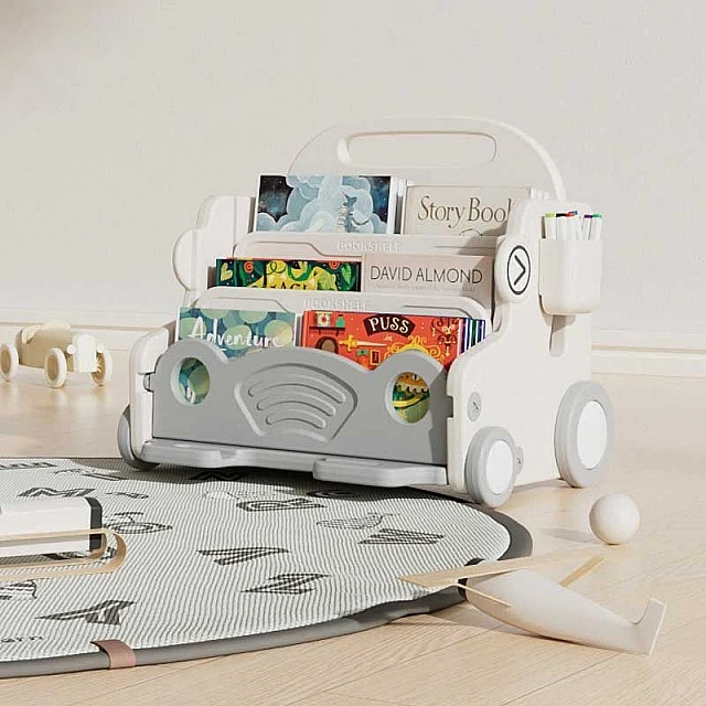 Children's mobile organizer with drawing board - Gray car