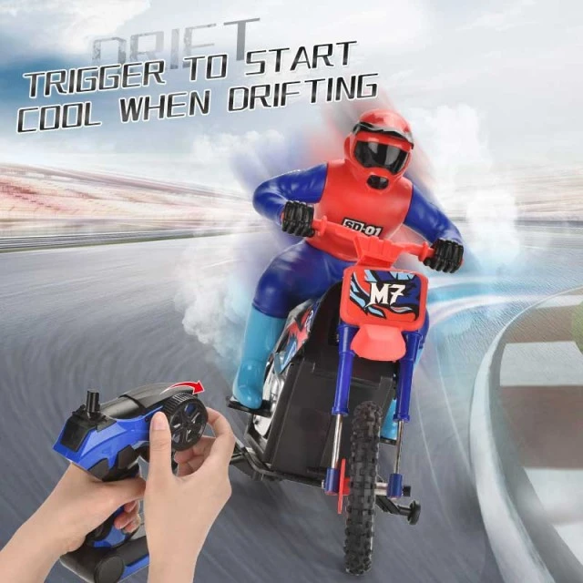 Children’s radio-controlled motorcycle 1:10 with smoke and remote control