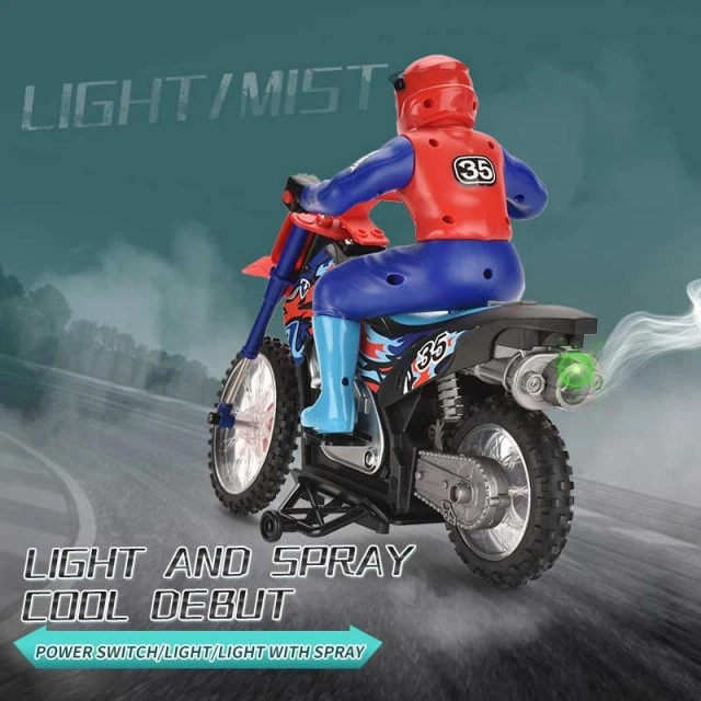 Children’s radio-controlled motorcycle 1:10 with smoke and remote control