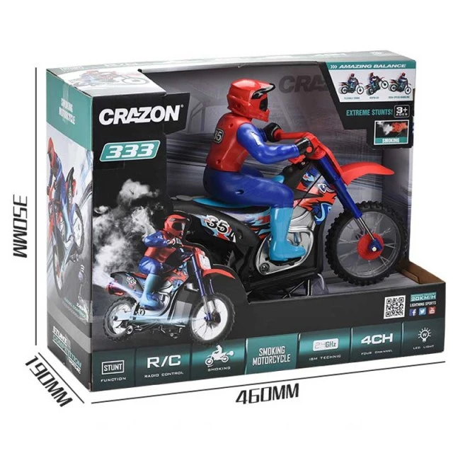 Children’s radio-controlled motorcycle 1:10 with smoke and remote control