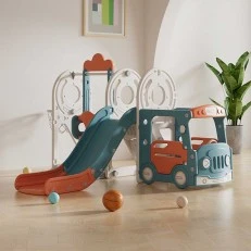 Children's play center 4 in 1, Bus in blue and orange color