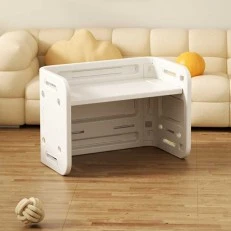 Children's writing and drawing desk with stool in white