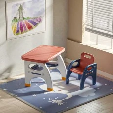 Children’s writing and drawing desk with stool in red color