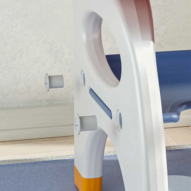 Children’s writing and drawing desk with stool in blue and yellow
