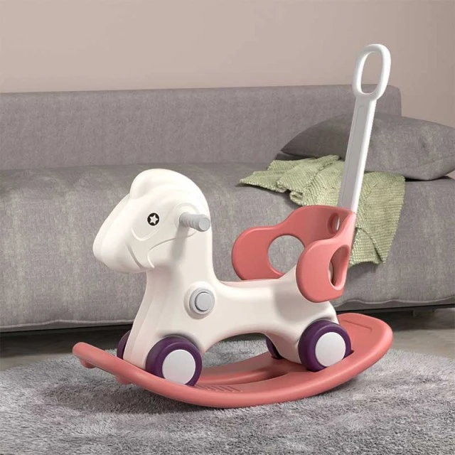 Children's rocking horse 3 in 1 with parental control - pink