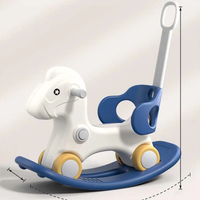 Children's rocking horse 3 in 1 with parental control - blue