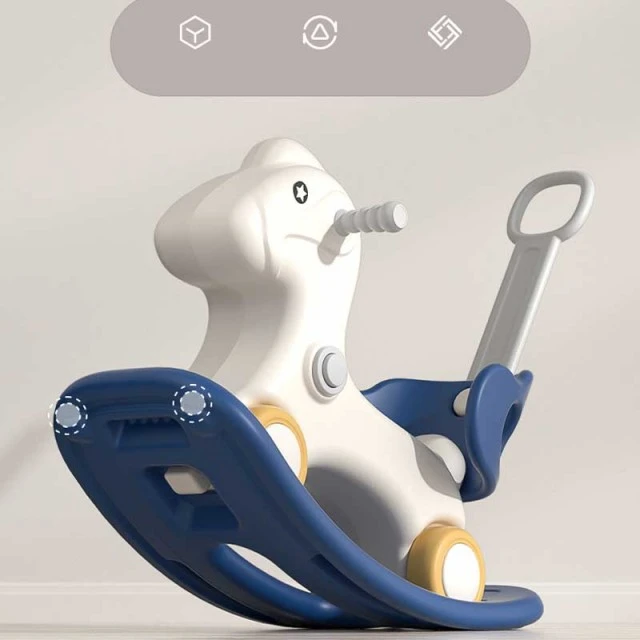 Children's rocking horse 3 in 1 with parental control - blue