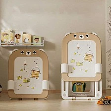 2 in 1 Foldable Drawing Board with Building Blocks Feelkids – Brown