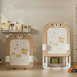 2 in 1 Foldable Drawing Board with Building Blocks Feelkids – Brown