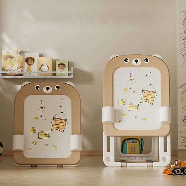 2 in 1 Foldable Drawing Board with Building Blocks Feelkids – Brown