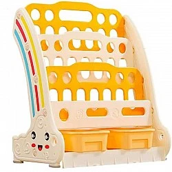 Combined children’s bookshelf for books and toys - yellow