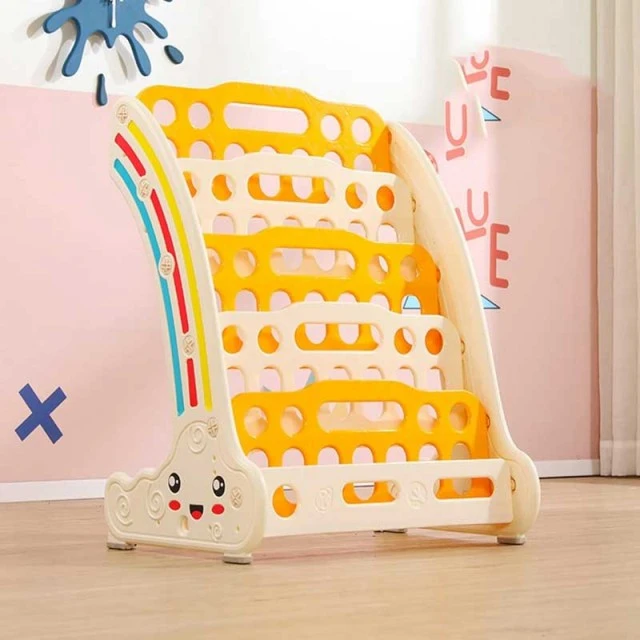 Combined children’s bookshelf for books and toys - yellow