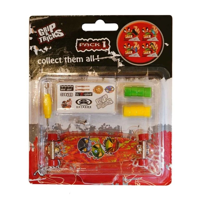 Finger toy LONG BOARD, red, with emojis