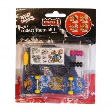 Skateboard finger toy, blue, with emojis