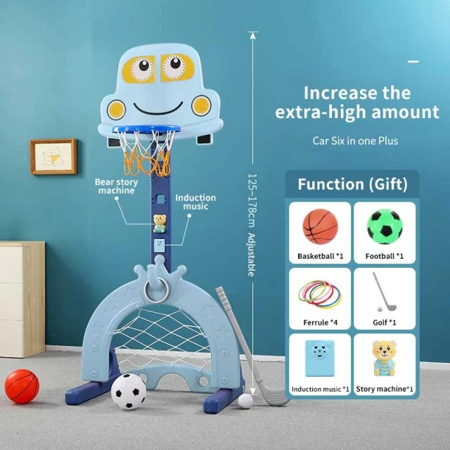 Interactive basketball hoop 6 in 1, light blue color