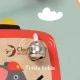 Interactive wooden children's toy - Fire truck