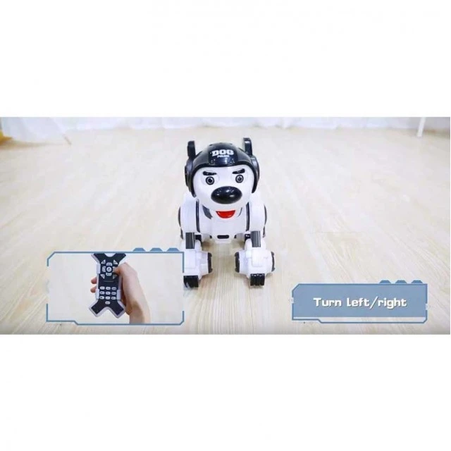 Interactive police dog - robot with black helmet