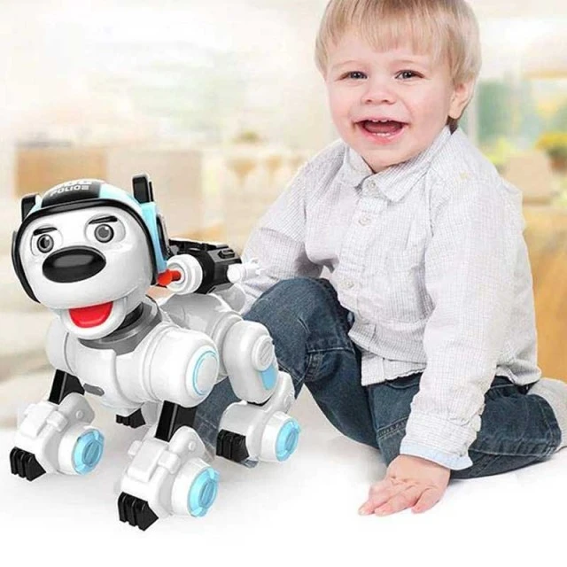 Interactive police dog - robot with blue helmet