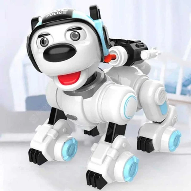 Interactive police dog - robot with blue helmet