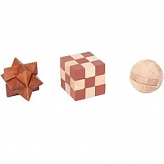 IQ дървен пъзел "Менса", за деца, звезда, куб, топка
