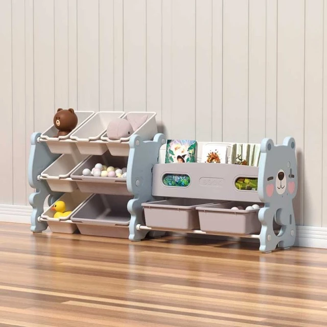 Combined plastic chest of drawers for storing toys and books - Blue Bear