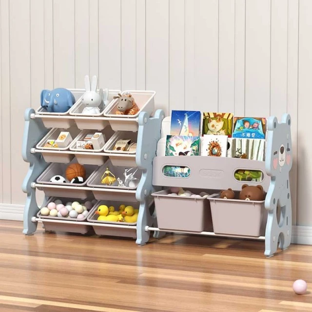 Combined plastic chest of drawers for storing toys and books - Blue Bear