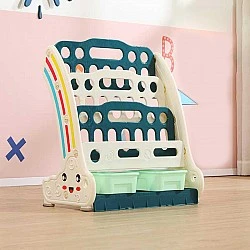 Combined children’s bookshelf for books and toys - green
