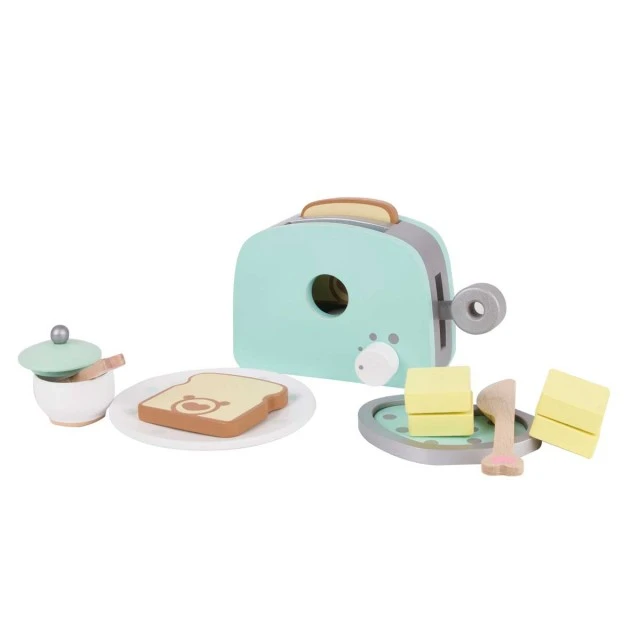 Wooden toaster play set - blue