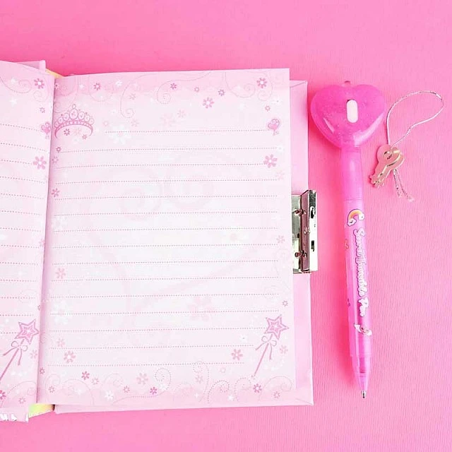 Diary set with keys, UV pen with secret ink, stickers, pebbles and cleaning tape