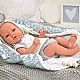 Кукла-бебе Бория с блестящо сиво одеялце и биберон - 38 см