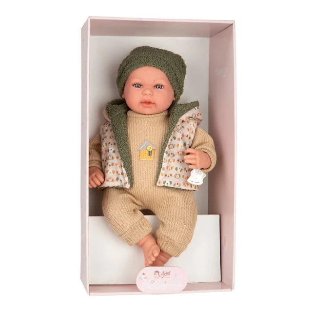 Mies baby doll with beige-green outfit crying - 45 cm