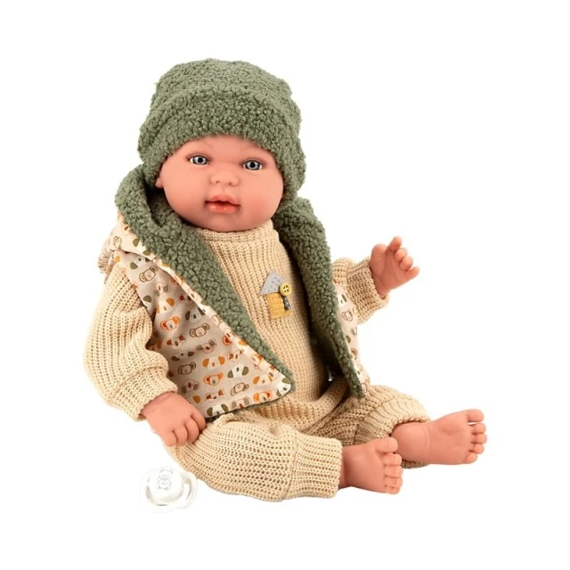 Mies baby doll with beige-green outfit crying - 45 cm