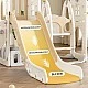 Mini children's play fort with slide, brown